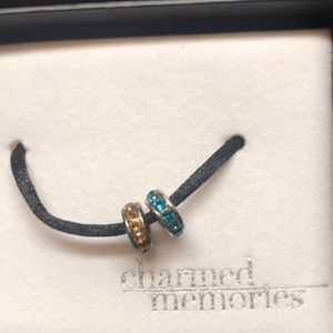 Charmed Memories - 2 stone charms-teal and orange